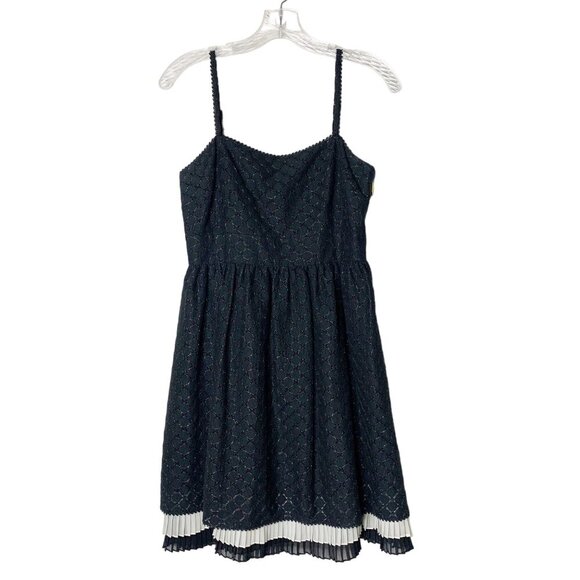 Juicy Couture Black Textured Mini Skater Spaghetti Strap Pleated Tulle Dress Sz4 - Picture 9 of 9